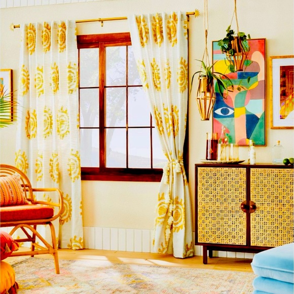 Opalhouse Other - Opalhouse designed with Jungalow 1pc Light Filtering Jacquard Gold Curtain Panel